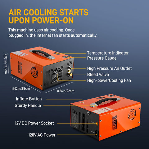 GOYOJO PCP air compressor heavy-duty steel frame for rugged transport.