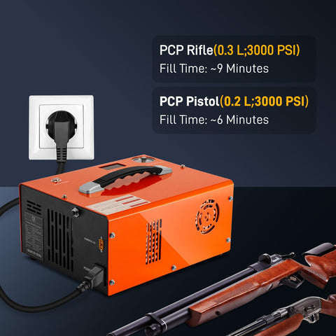 GOYOJO PCP air compressor LED display panel allows precise PSI control.