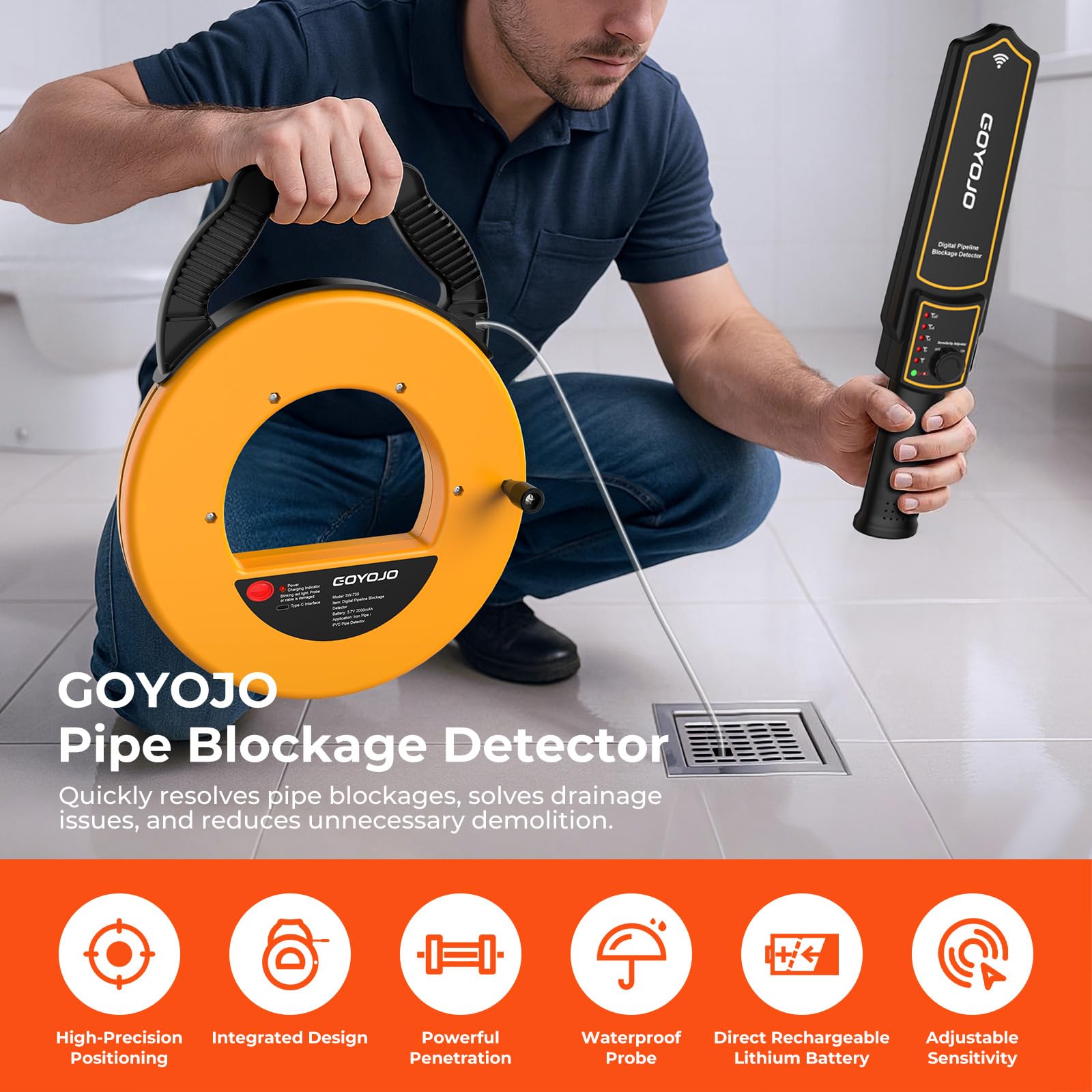 GOYOJO Pipeline Blockage Detector receiver for precise blockage pinpointing