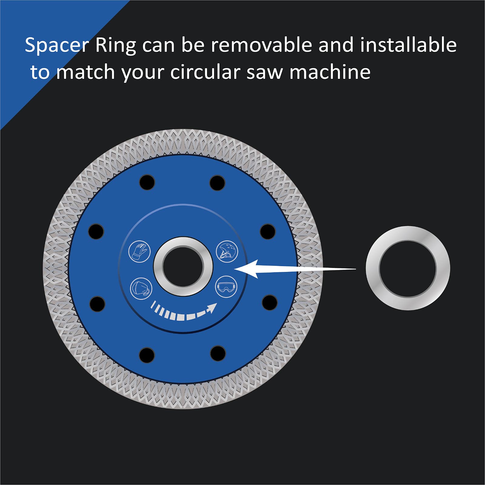 GoYonder Diamond Blade center slot ensures easy arbor compatibility for various grinders