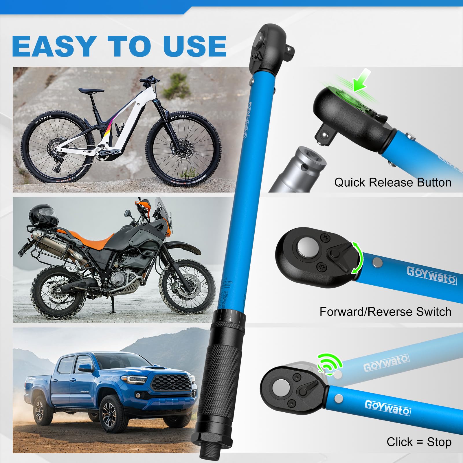 GoYwato dual-direction switch supports forward and reverse torque.