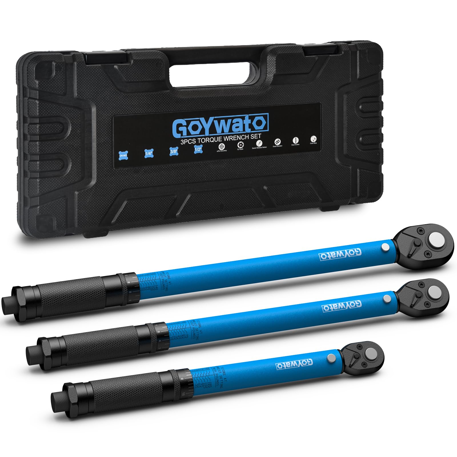 GoYwato three-piece torque wrench set full kit for organized repairs.