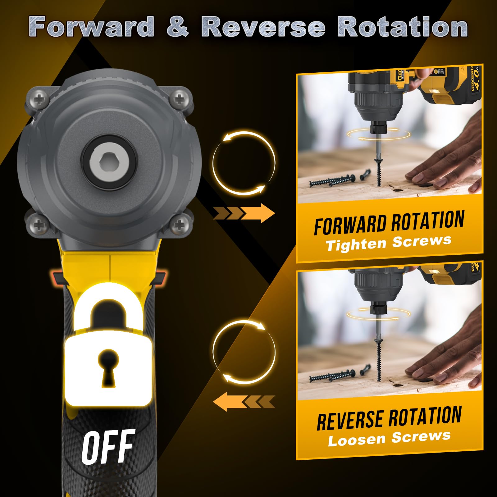 GoYwato two-mode forward/reverse with auto-stop safety feature