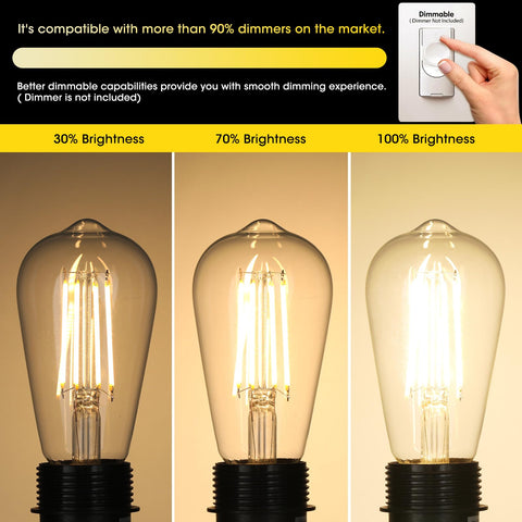 Gozelux dimmable Edison bulb for adjustable ambiance.