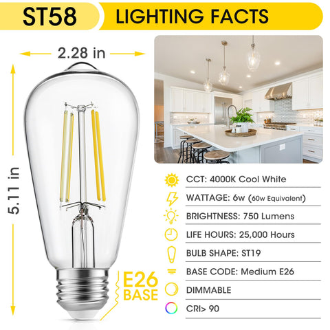 Gozelux 60W equivalent Edison LED bulb delivering bright, efficient lighting