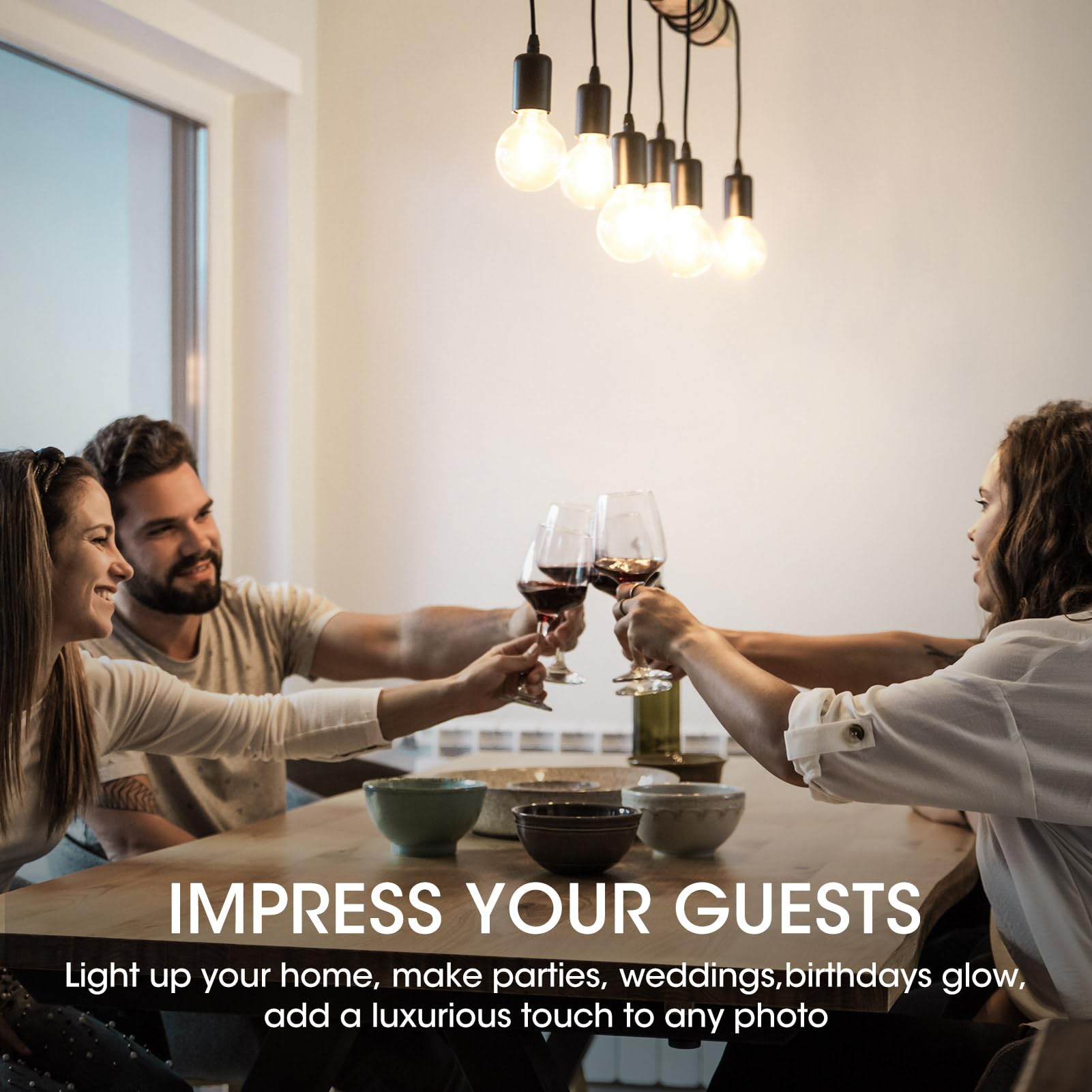 Gozelux indoor/outdoor-ready bulbs with clear glass and bright output.