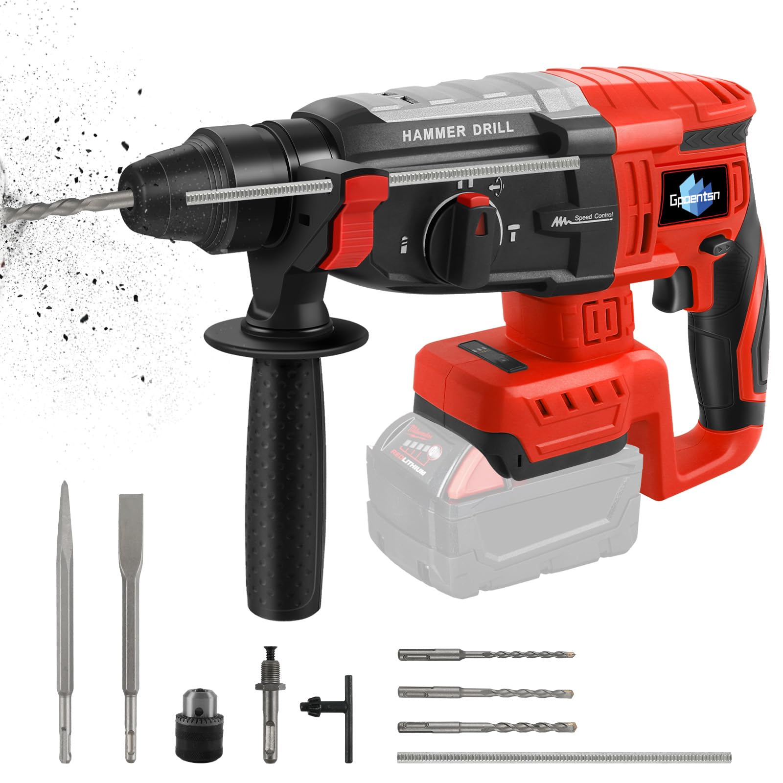 Gpaentsn cordless rotary hammer drill in a compact design for tight spaces.