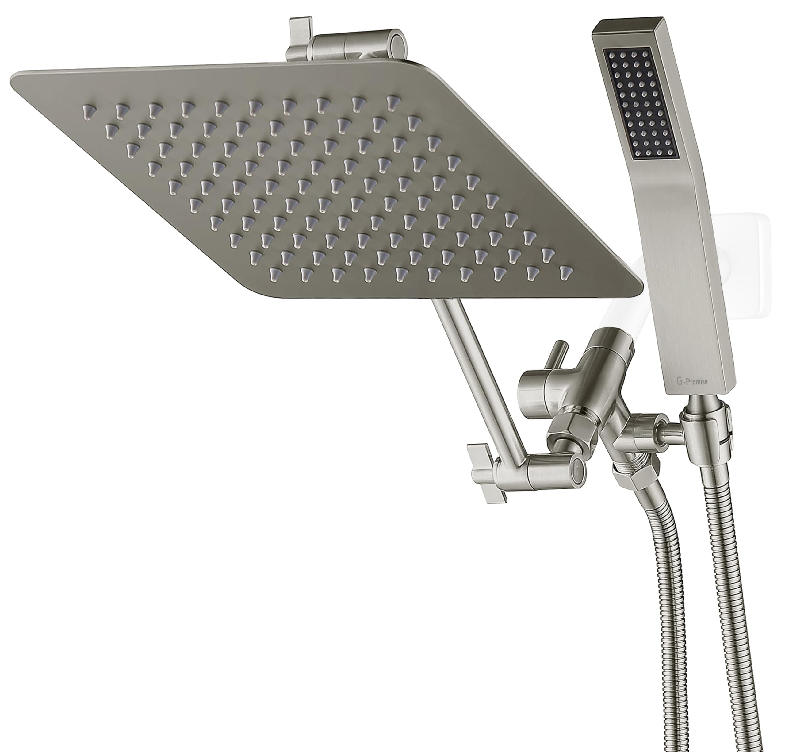 G-Promise all-metal 10-inch square rain shower head delivers a luxurious, even rainfall.