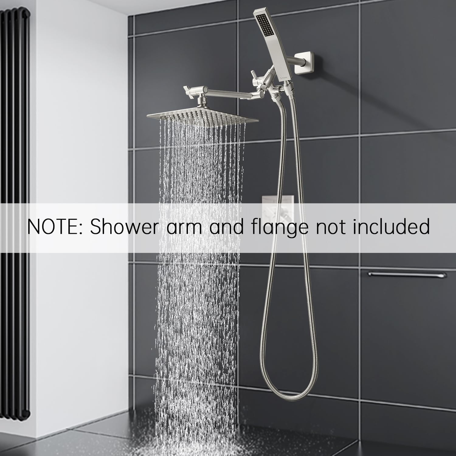 G-Promise brushed nickel handheld shower wand for flexible washing and rinsing.