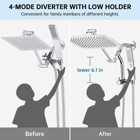 G-Promise three-way diverter with pause allows easy water switching.