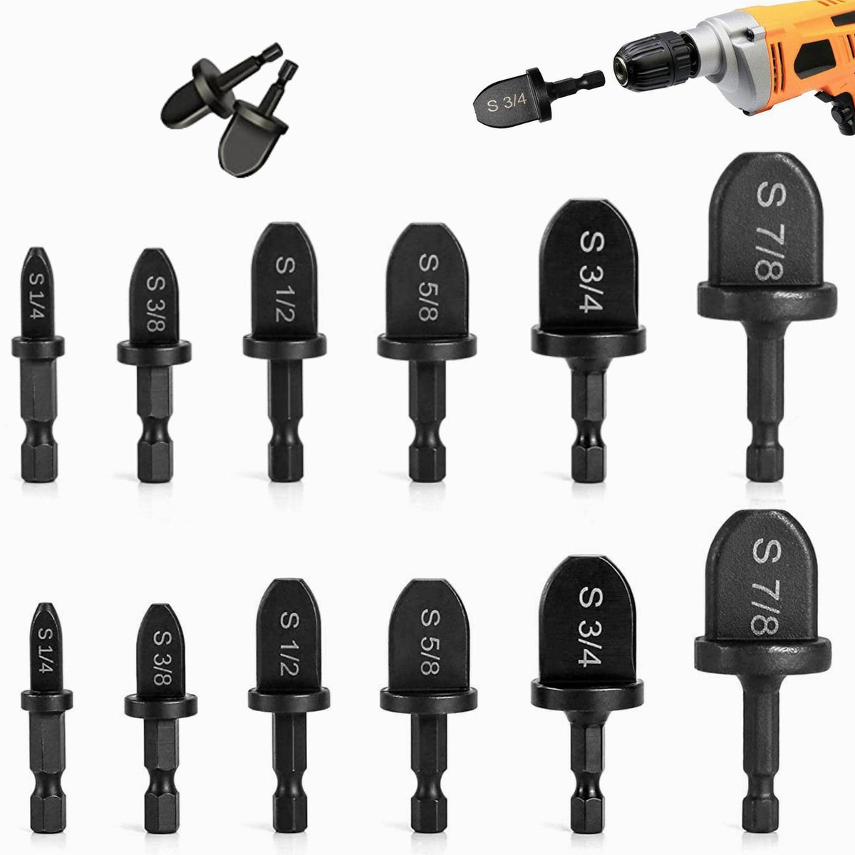 GQFOWE 12Pcs HVAC repair kit with six drill-bit sizes for copper pipe expansion, ideal for HVAC techs.