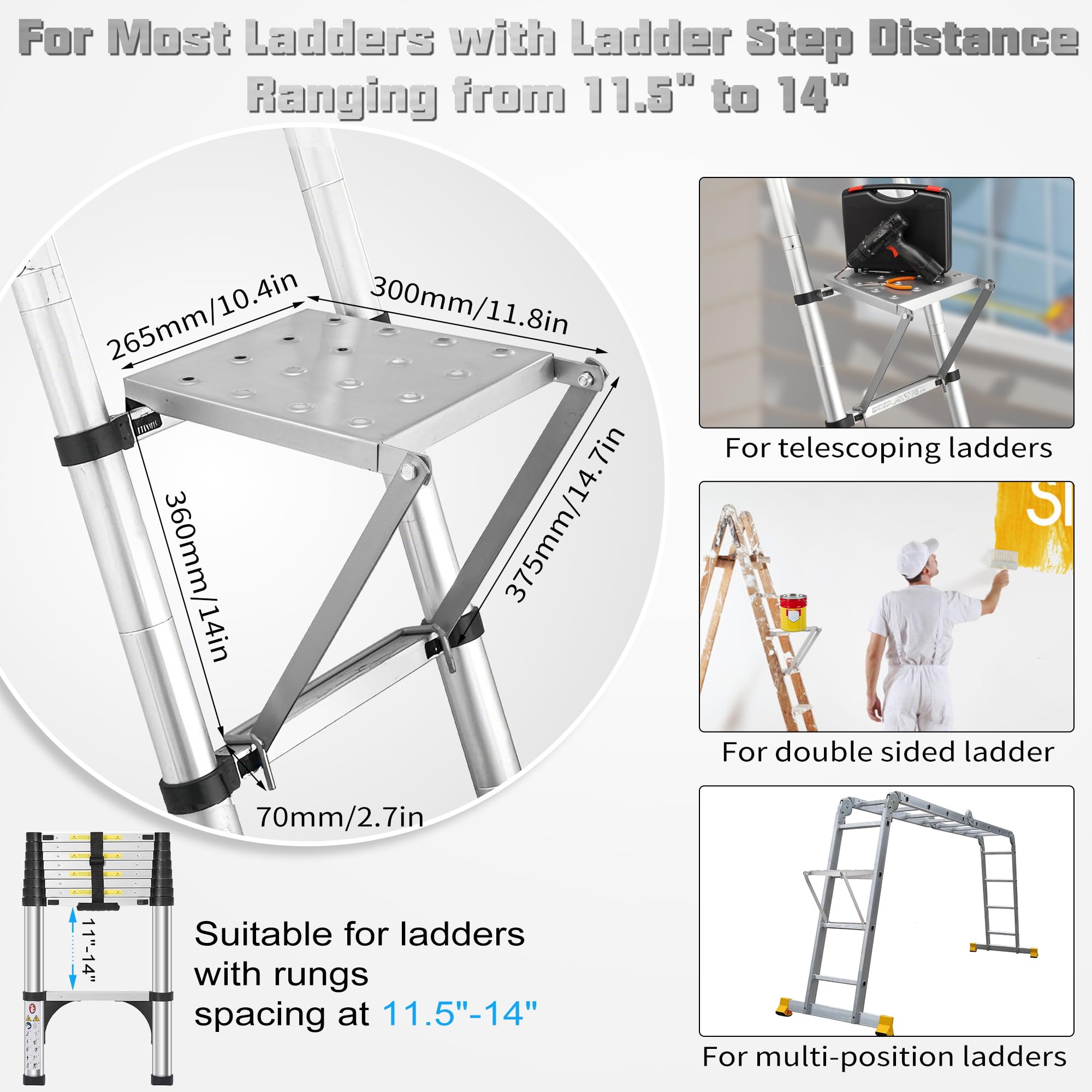 GQGP ladder platform tool tray attachment keeps tools within reach while working on ladders.