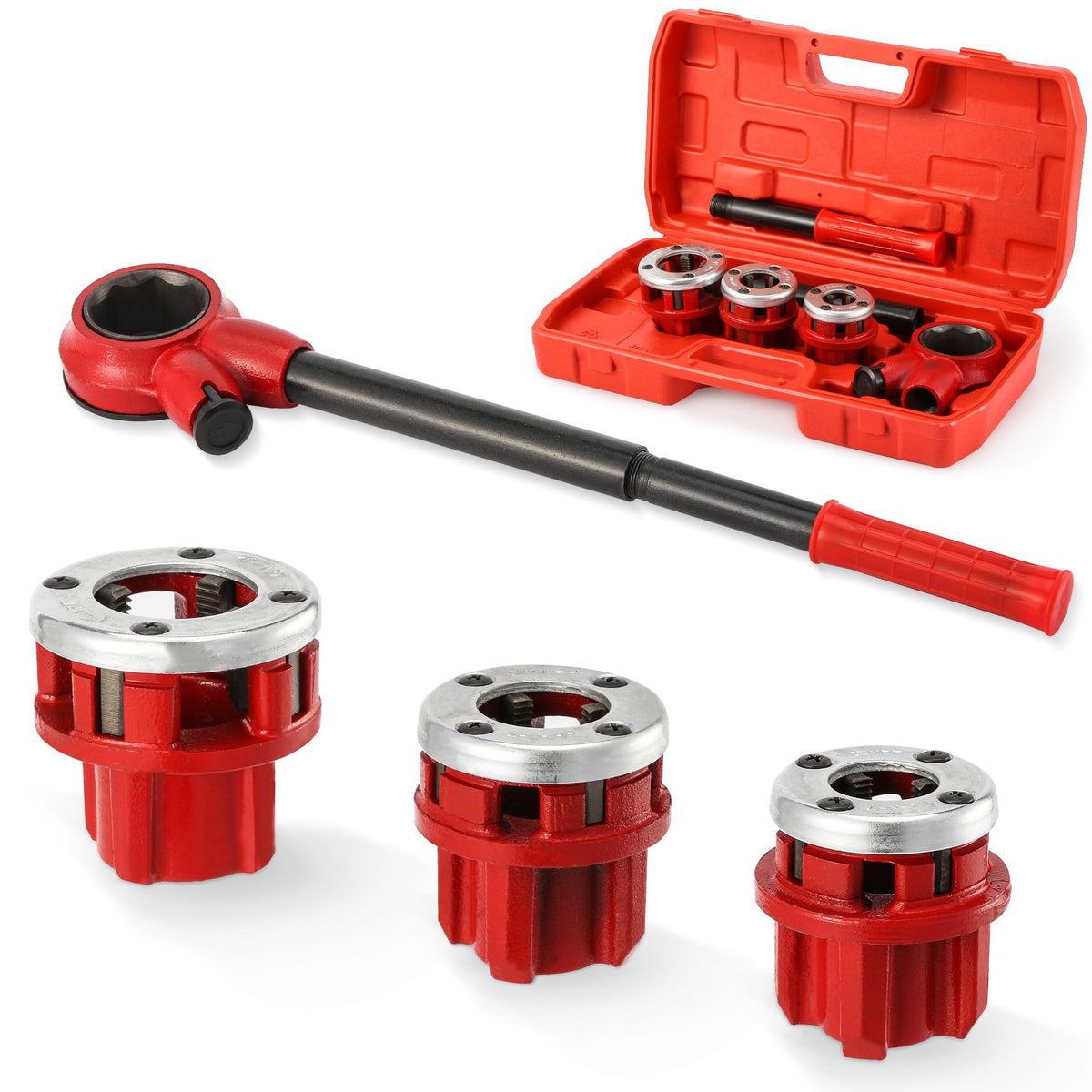 GQGP pipe threader dies set enables precise 1/2 to 1 inch threading.