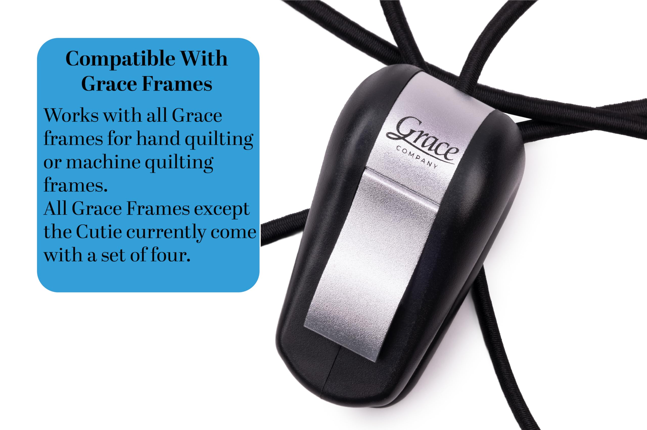 Grace Bungee Clamps securing fabric on various frame types.