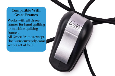 Grace Bungee Clamps securing fabric on various frame types.