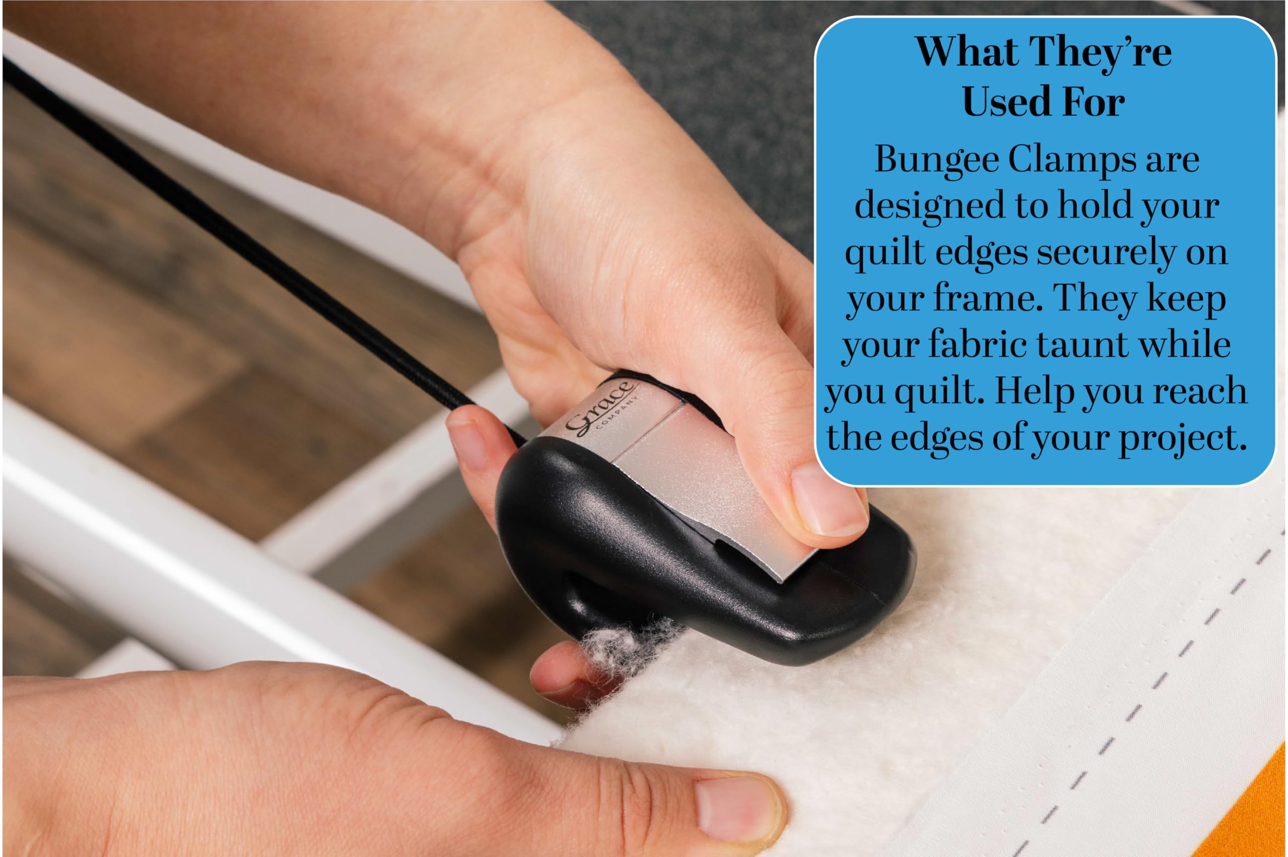 Grace Bungee Clamps with quick-release button for easy removal.