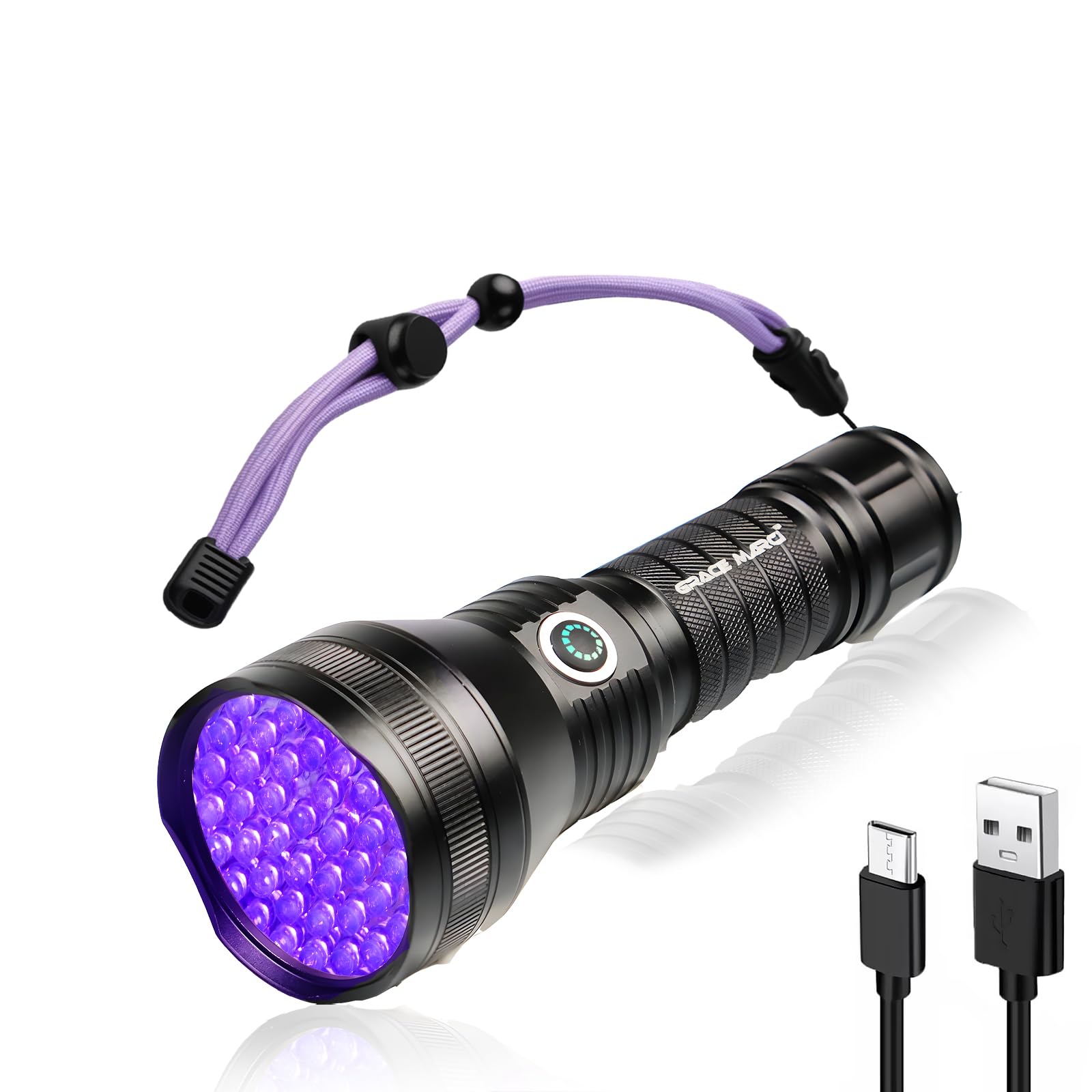 Grace Marci UV flashlight with 51 LEDs reveals hidden stains under 395nm light.