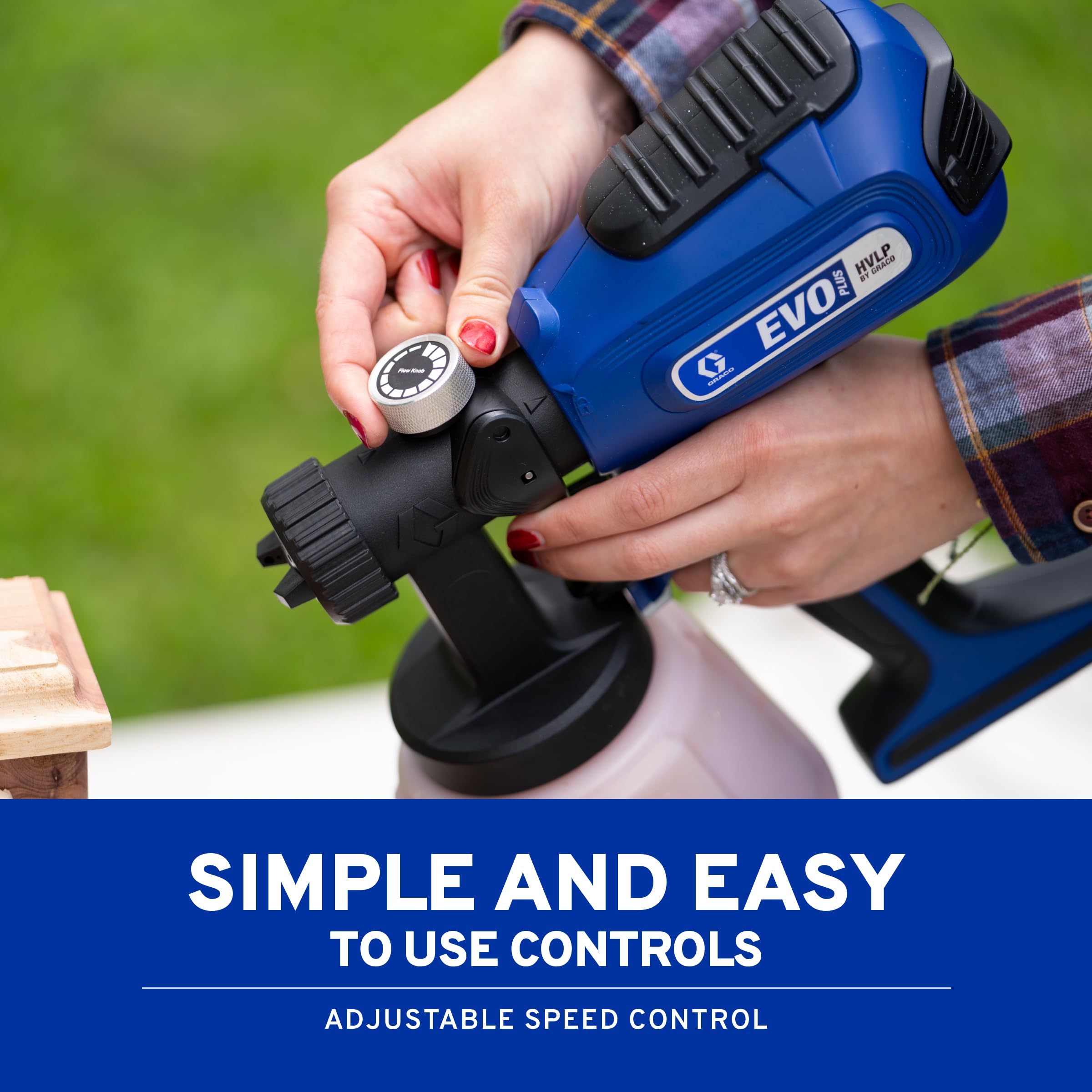 Graco EVO Plus circle spray pattern covers curved surfaces evenly.