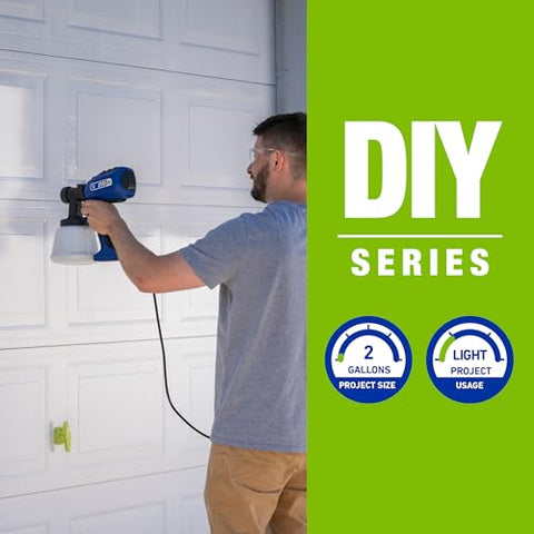 Graco EVO Plus pour-and-paint image shows no thinning required for fast results.