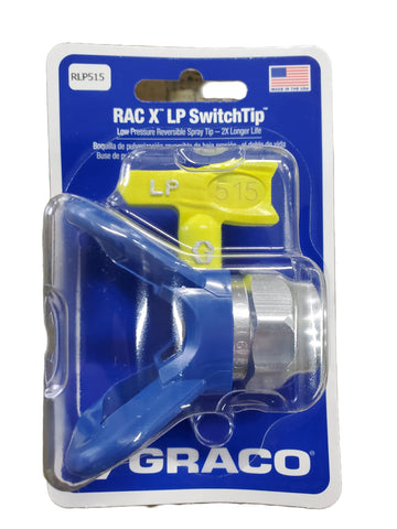 Graco RLP515 low-pressure RAC X switchtip with guard for smoother finishes and easier clog clearing