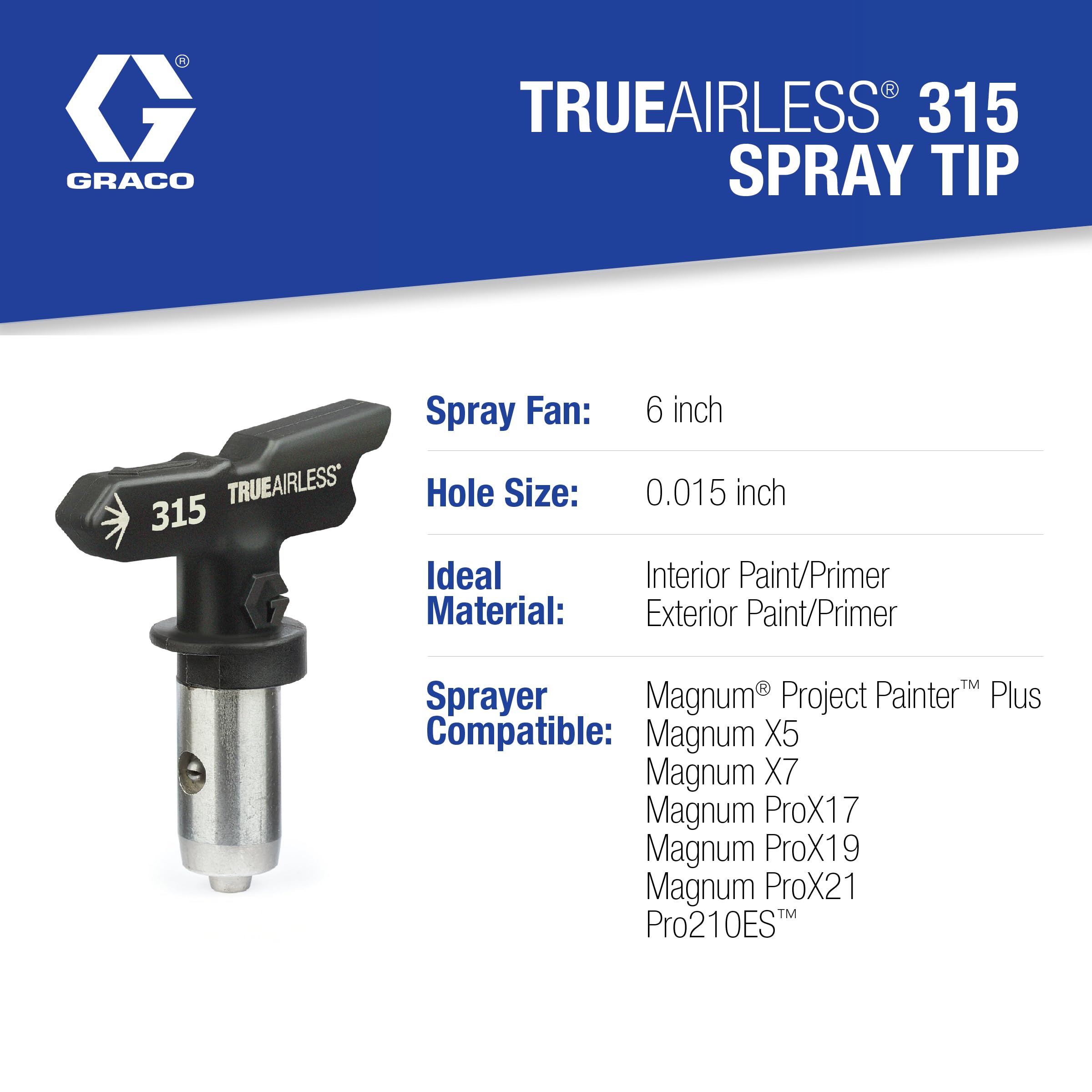Graco TrueAirless 315 tip for narrow areas simplifies edging on fences and furniture.