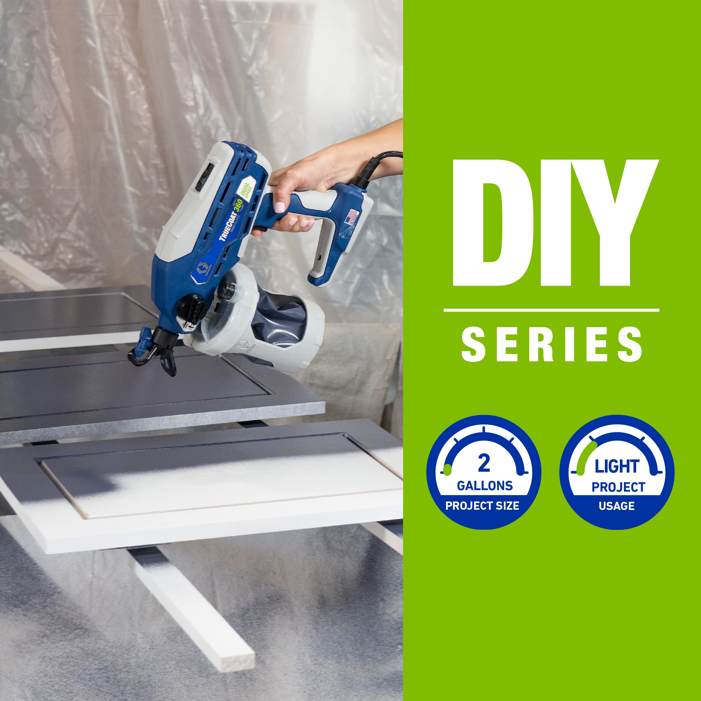 Graco TrueCoat 360 handle and controls enabling easy speed changes during painting