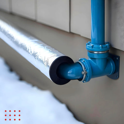 Granatan foam sleeve with foil layer guards exposed pipes.