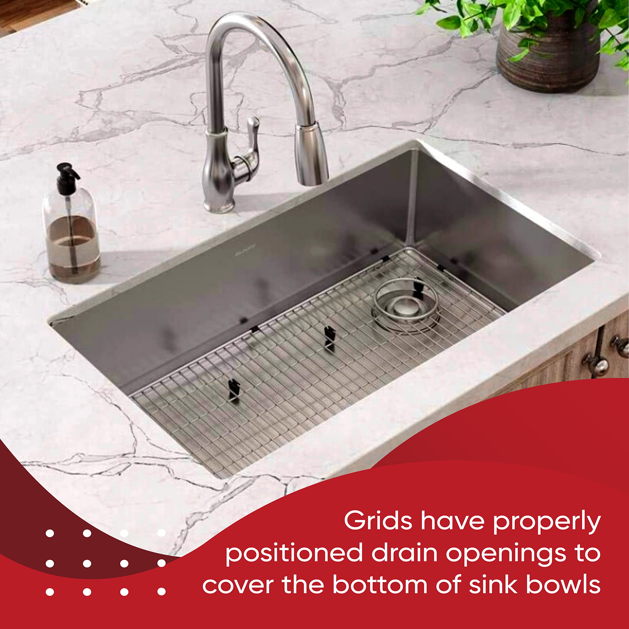 Granatan sink protector grid installed inside a sink for full coverage.