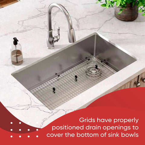 Granatan sink protector grid installed inside a sink for full coverage.