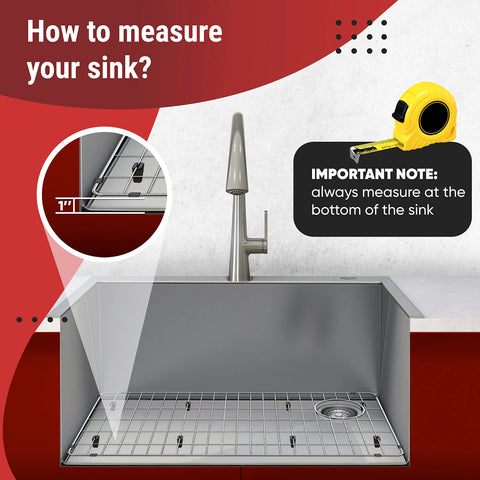 Granatan sink protector grid highlights right rear drain access for easy plumbing clearance.