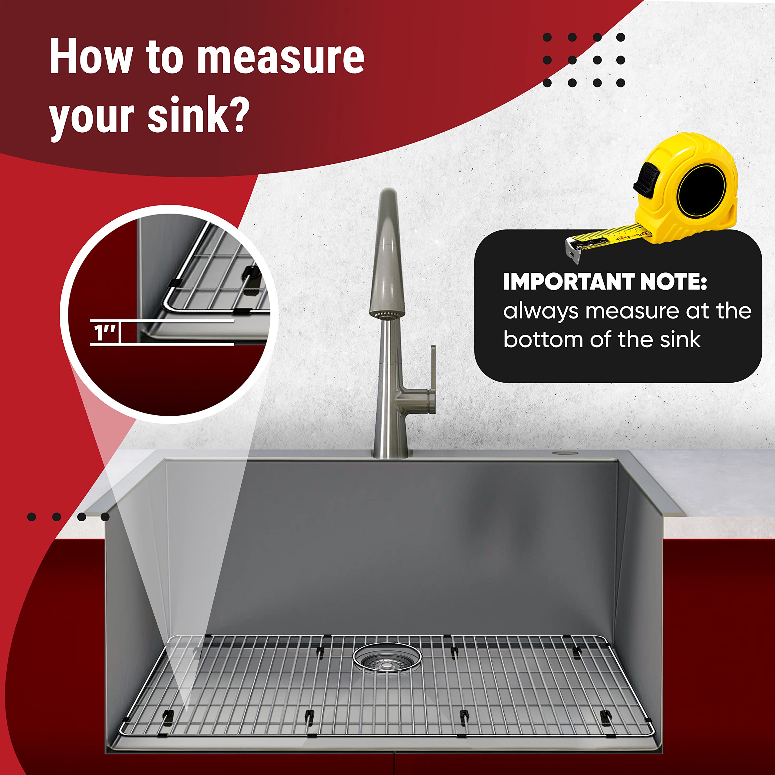 Granatan vinyl feet elevate the grid to prevent scratches and slipping