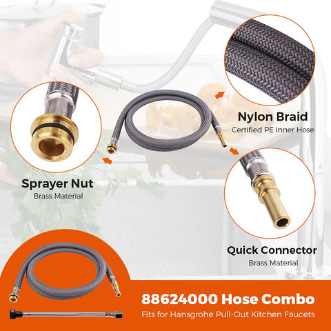 Grandiance 88624000 brass end connection and easy attachment for Hansgrohe.