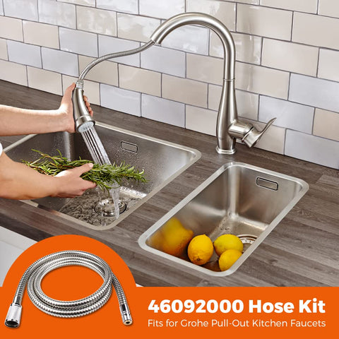 Installed Grandiance 46092000 hose under the sink delivering flexible reach