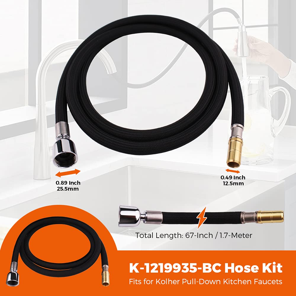Grandiance hose kit with bright chrome finish enhances kitchen faucet aesthetics and durability