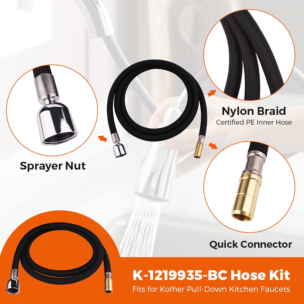 Kohler-compatible hose replacement enables smooth retraction and extended reach