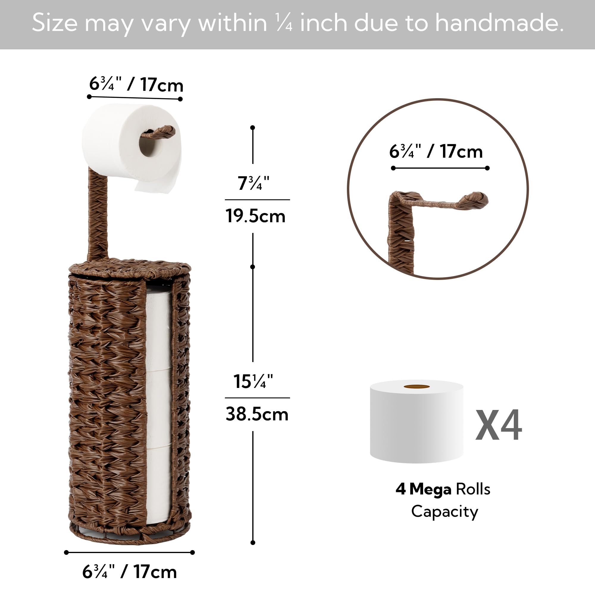 GRANNY SAYS easy two-step assembly for wicker toilet paper holder in brown