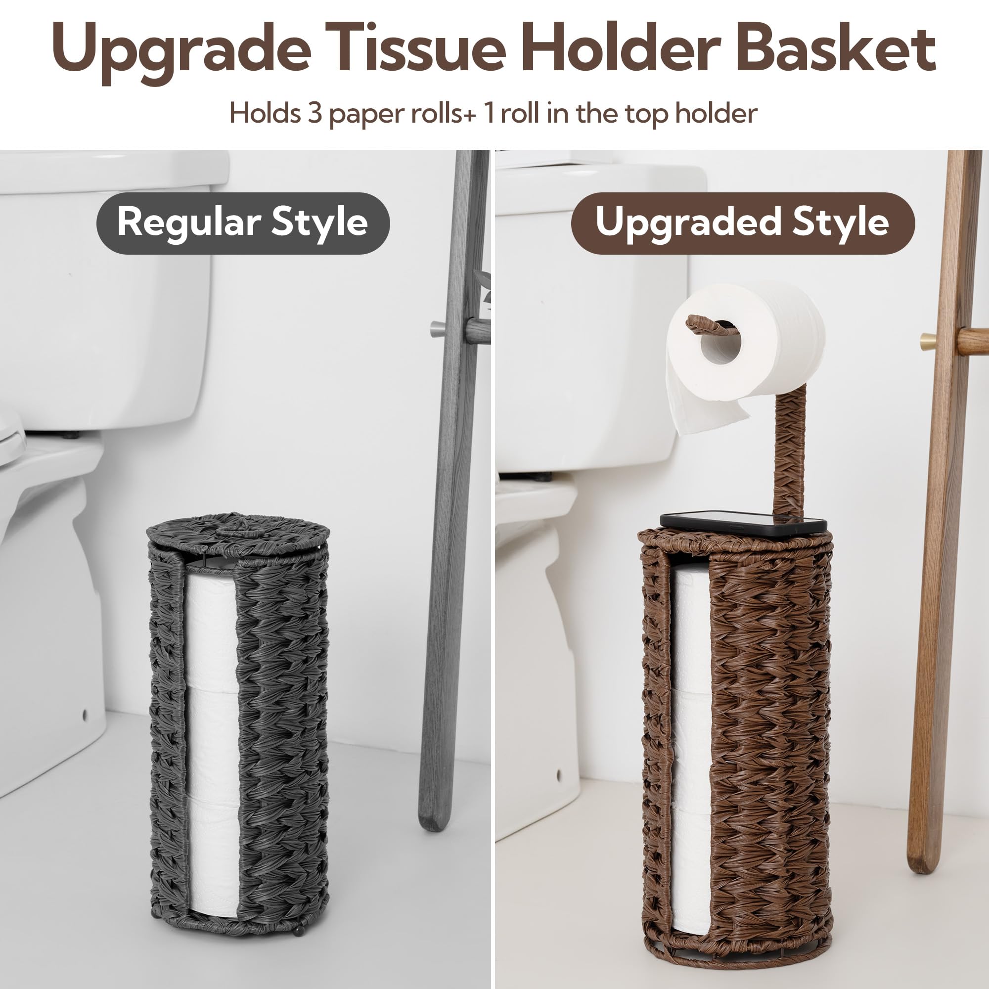 GRANNY SAYS decorative wicker texture on brown toilet paper holder