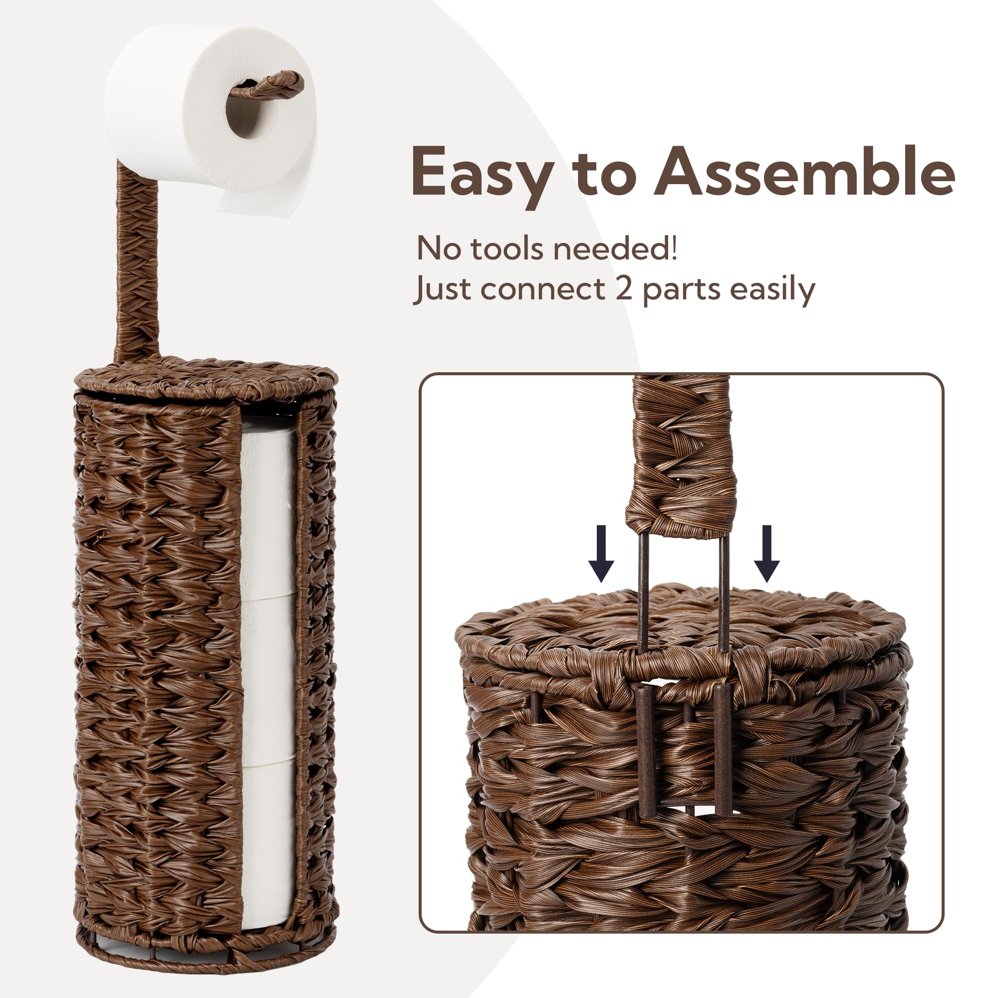 GRANNY SAYS raised-base wicker toilet paper holder in brown