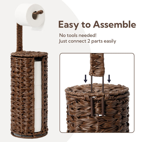 GRANNY SAYS raised-base wicker toilet paper holder in brown
