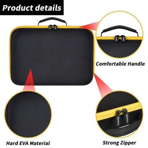 Grapsa interior divider keeps tools and batteries separated for safer transport.