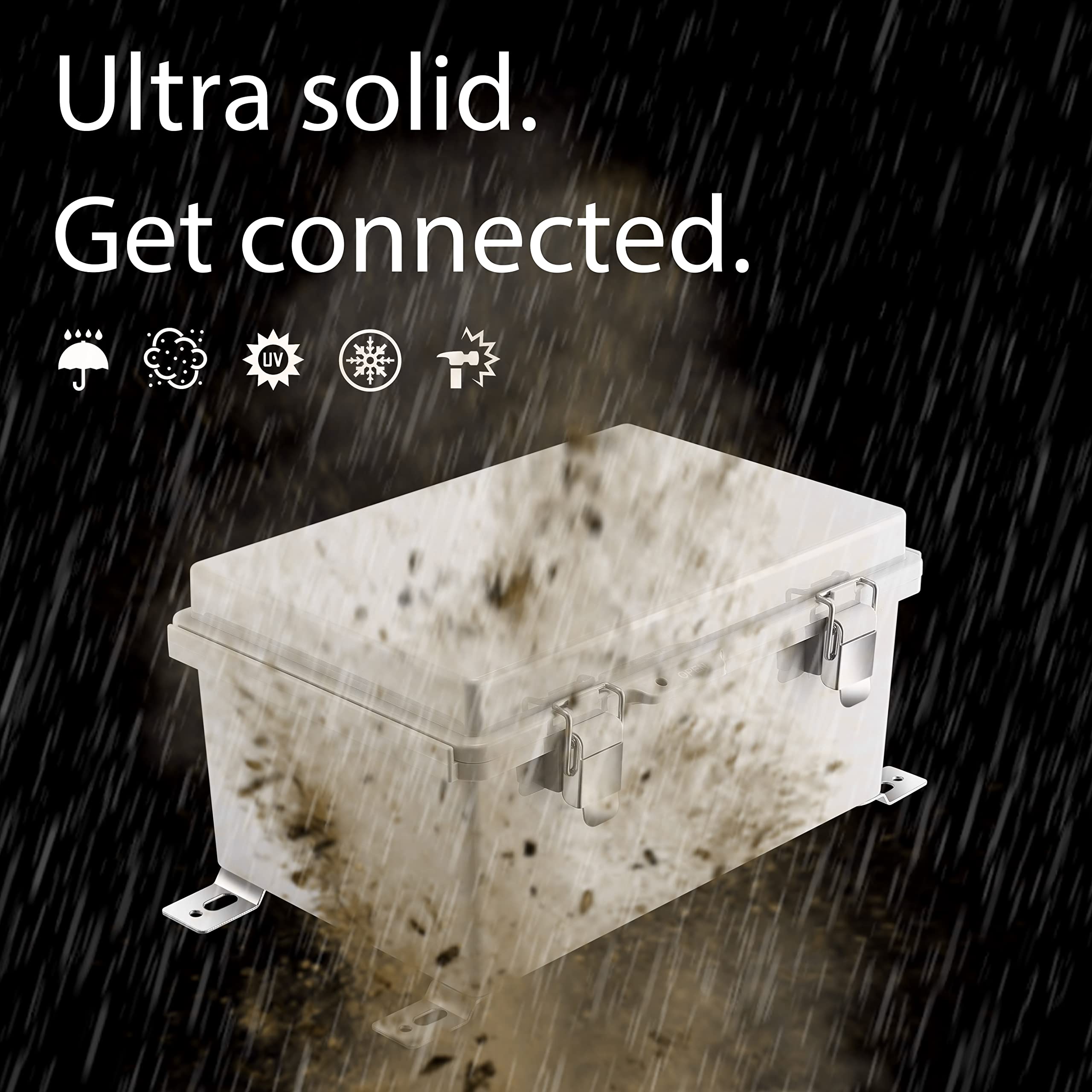 Gratury Junction Box IP67 enclosure withstands rain, dust, and splashes in harsh environments.