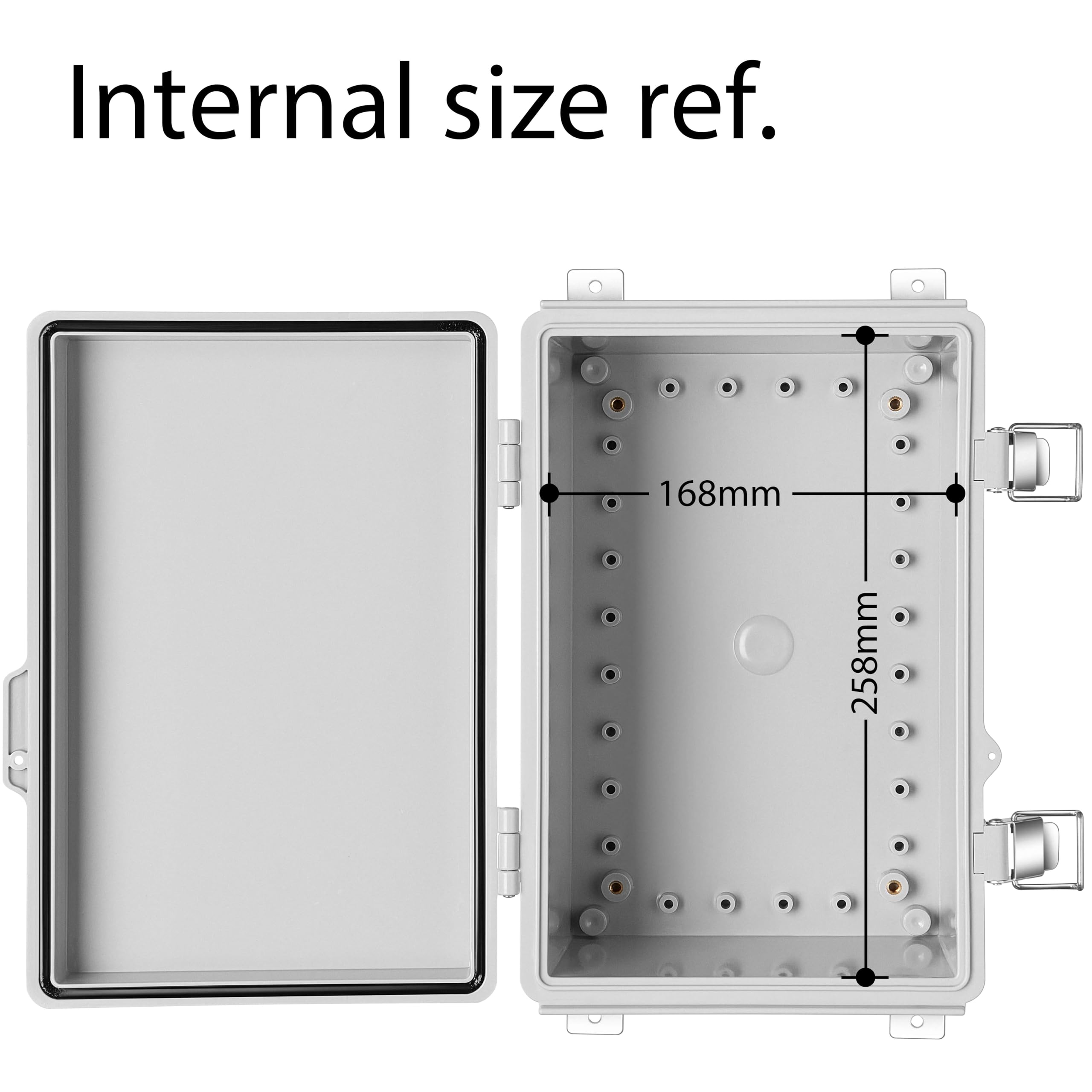 Gratury Junction Box features stainless steel latches to maintain a tight seal.