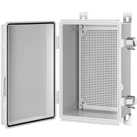 Gratury Junction Box with hinged grey cover delivers weatherproof protection for outdoor electrical projects.