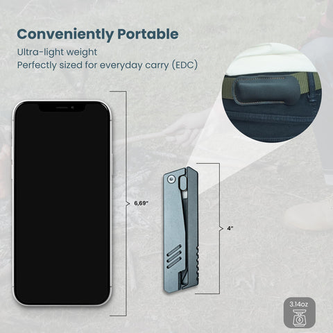 Gravityard Utility Pocket Knife Obsidian Black blade extended for ready outdoor cuts.