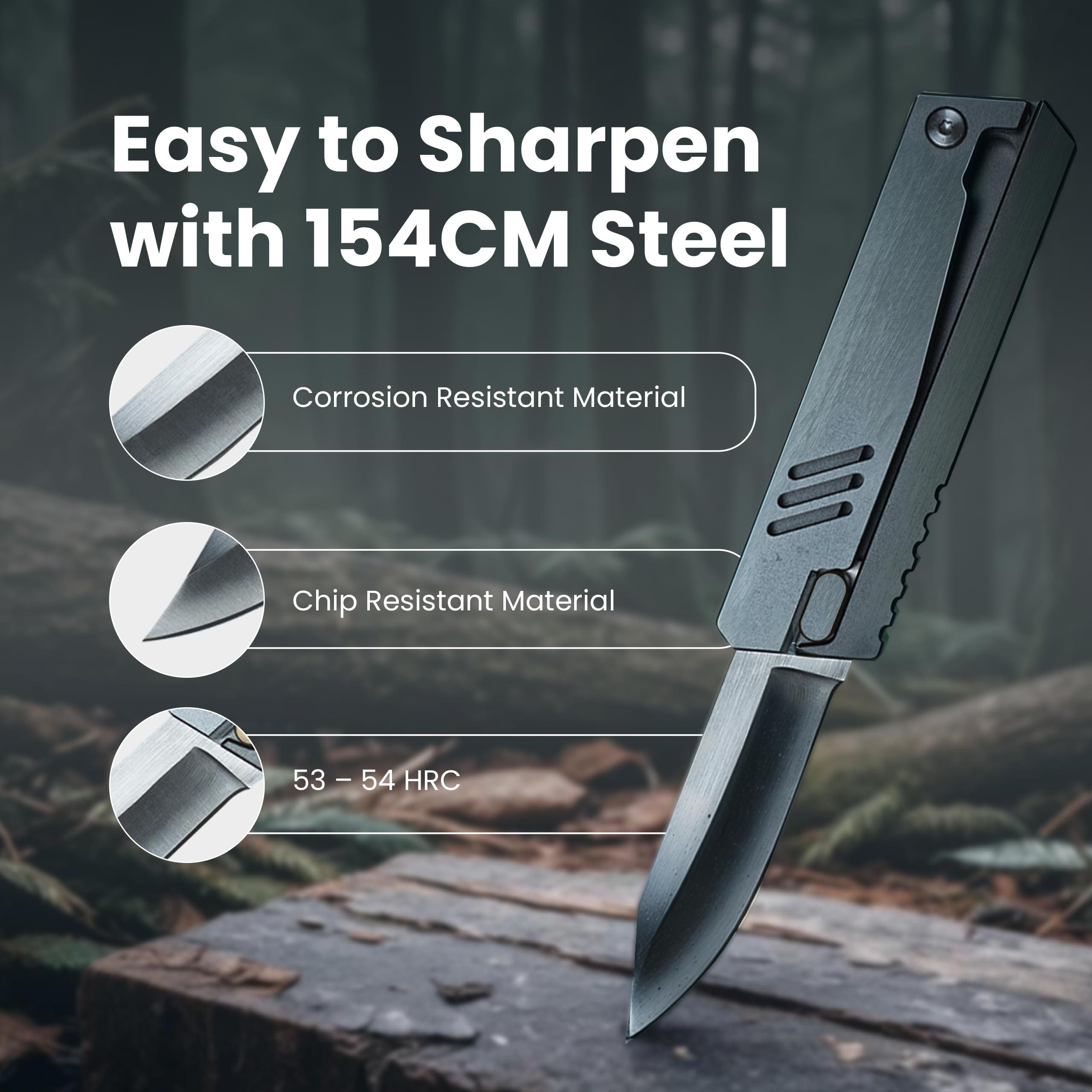 Gravityard Obsidian Black knife, ergonomic aluminum handle for secure grip.