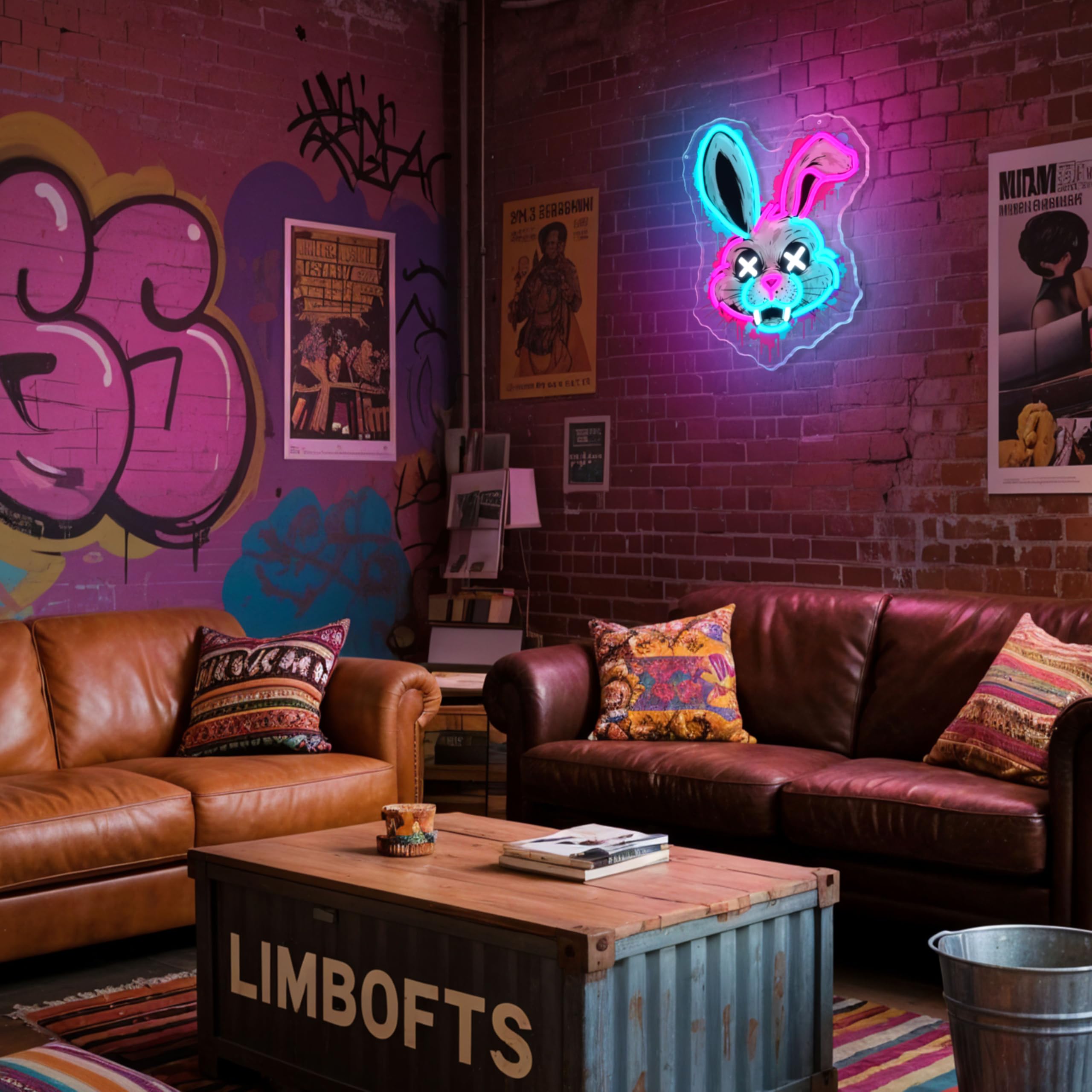 graxie bunny neon sign room decor ideal for bedrooms and game rooms