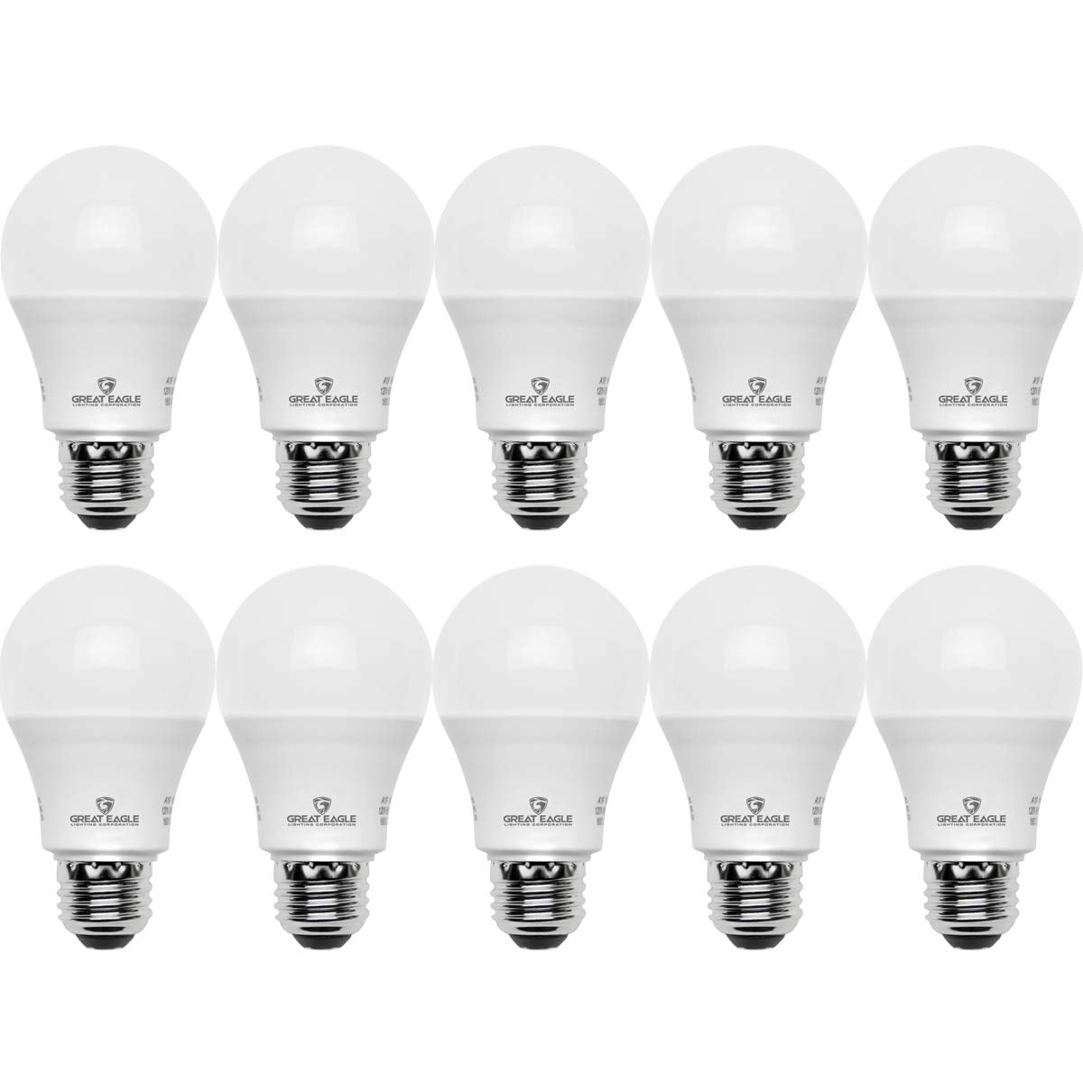 Great Eagle A19 LED bulb 12W emits warm 2700K light for cozy spaces.
