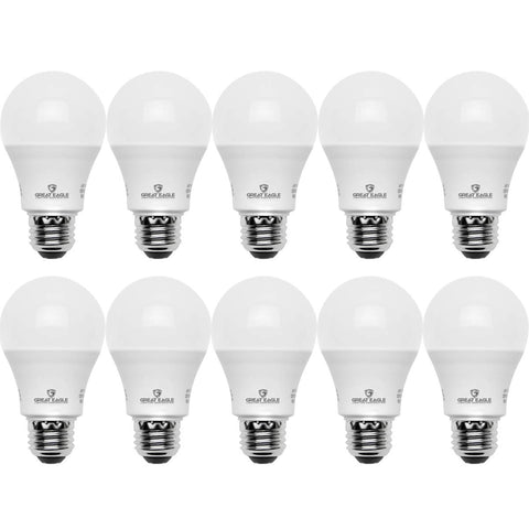 Great Eagle A19 LED bulb 12W emits warm 2700K light for cozy spaces.
