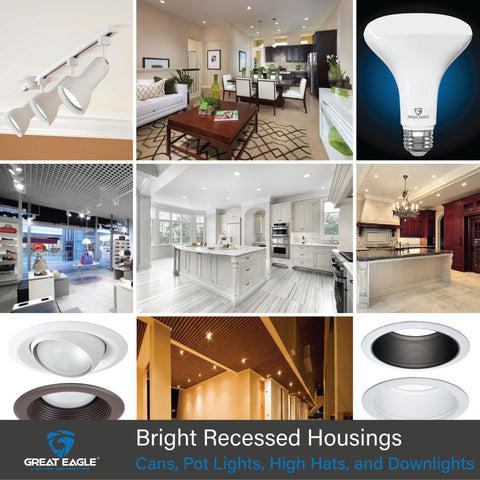 Great Eagle BR30 LED bulb 11W creates warm, soft light for living spaces.