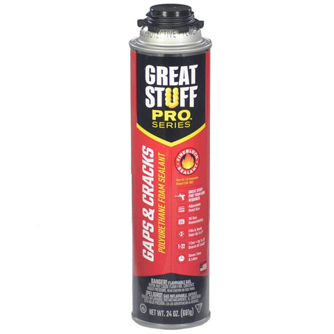 Great Stuff Pro 12 pack display highlights ready to use fireblock foam solution